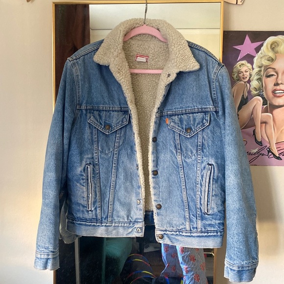 Vintage 70s Orange Tab Levi’s Sherpa Jacket - Picture 1 of 5